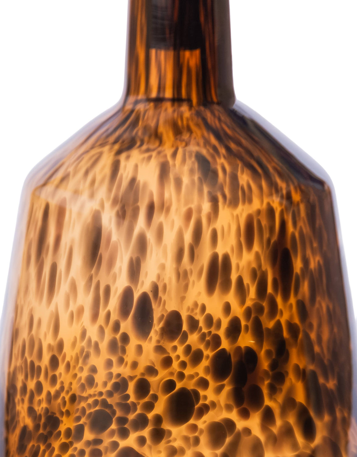 Large Wide Amber Leopard Print Glass Apothecary Bottle