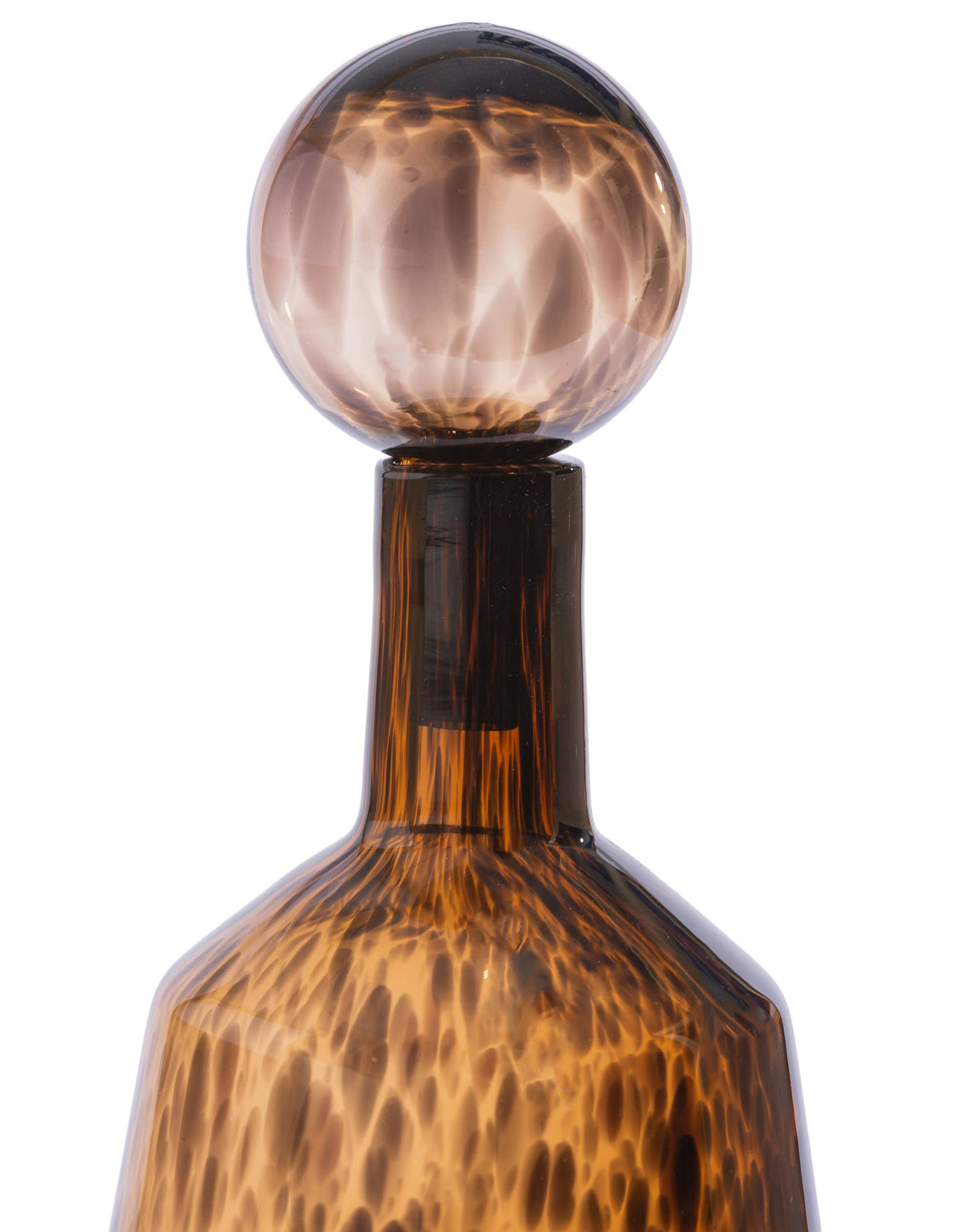 Large Wide Amber Leopard Print Glass Apothecary Bottle