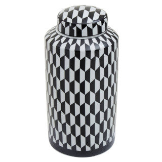 Black & White Chequered Ginger Jars