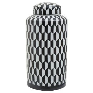 Black & White Chequered Ginger Jars