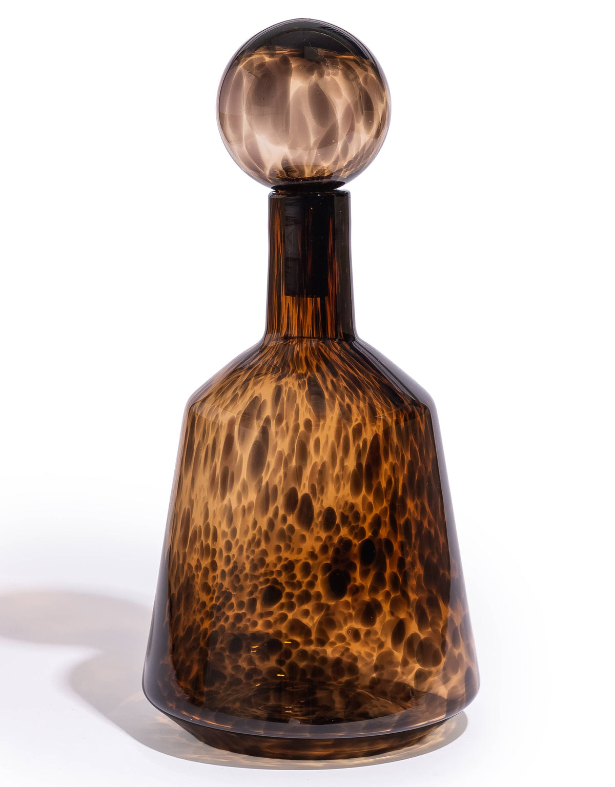Large Wide Amber Leopard Print Glass Apothecary Bottle