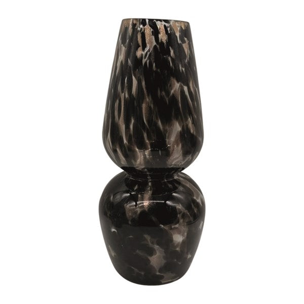 Black & Gold Glitter Mottle Toirtoise Shell Glads Vase 32cm