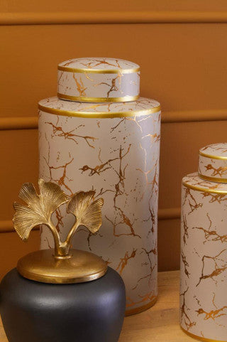 Marble Gold & Taupe Ginger Jars