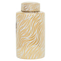 Doria Gold & White Zebra Pattern Ginger Jar