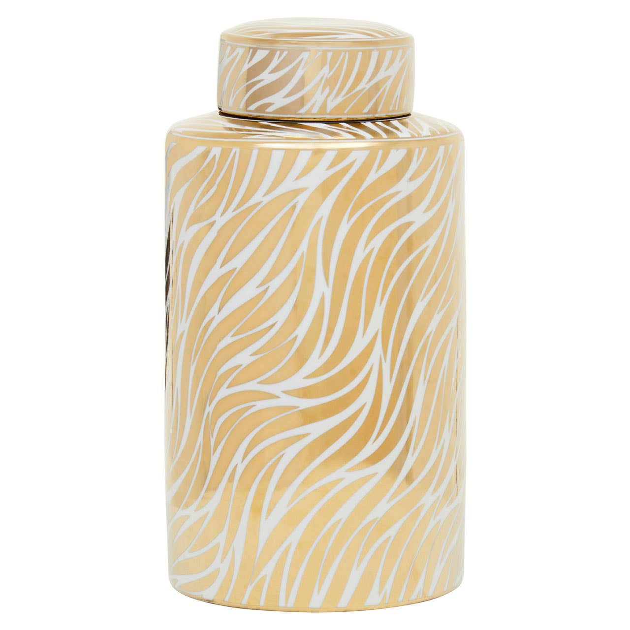 Doria Gold & White Zebra Pattern Ginger Jar