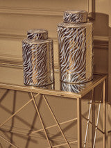 Doria Gold & White Zebra Pattern Ginger Jar