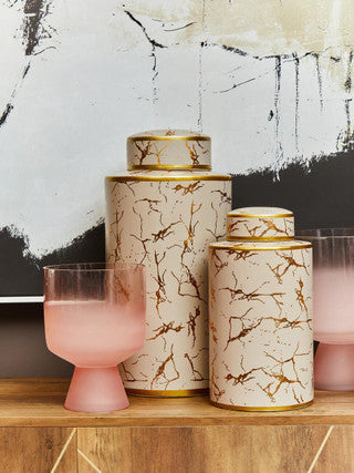 Marble Gold & Taupe Ginger Jars
