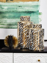 Doria Gold & White Zebra Pattern Ginger Jar