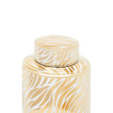 Doria Gold & White Zebra Pattern Ginger Jar