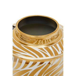 Doria Gold & White Zebra Pattern Ginger Jar