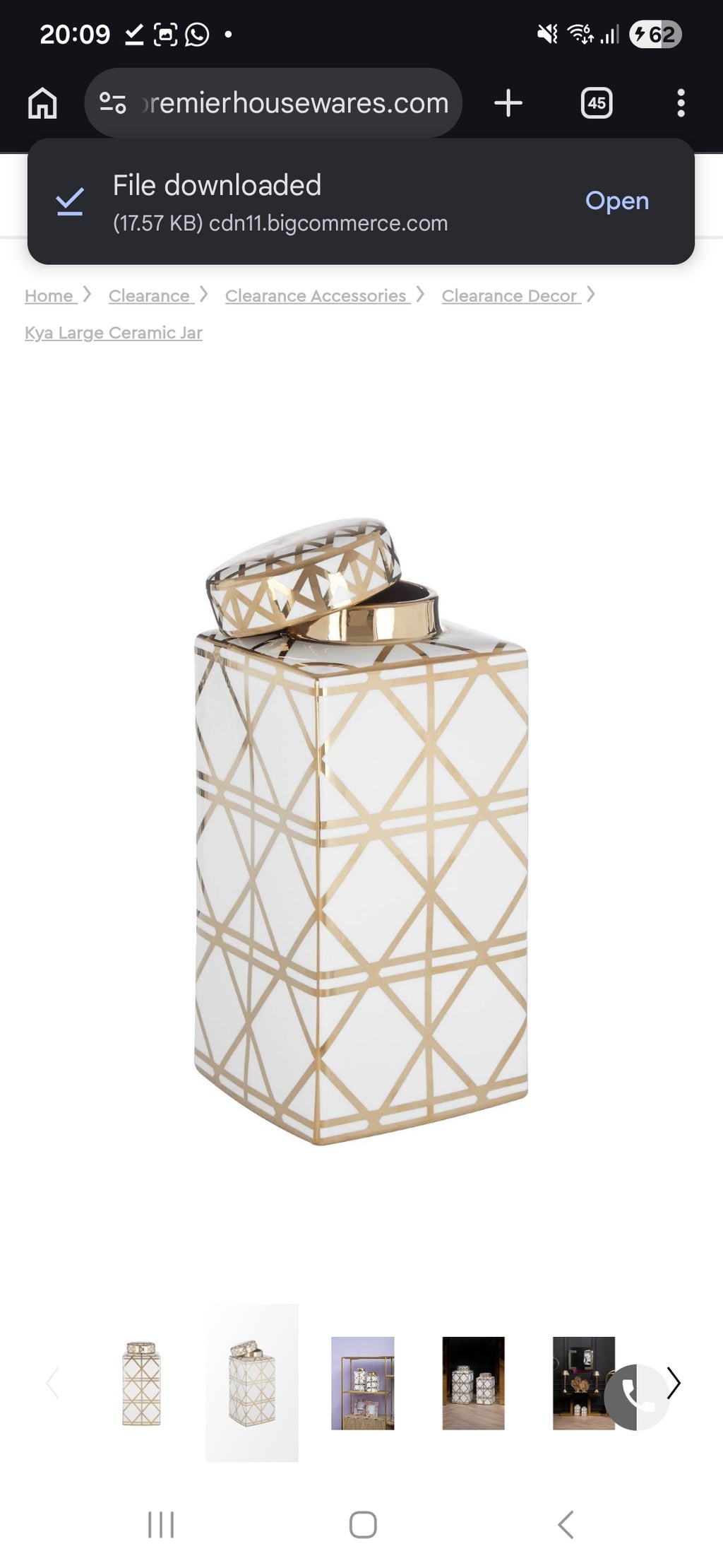 Kya Gold & White Geo Ceramic Ginger Jar